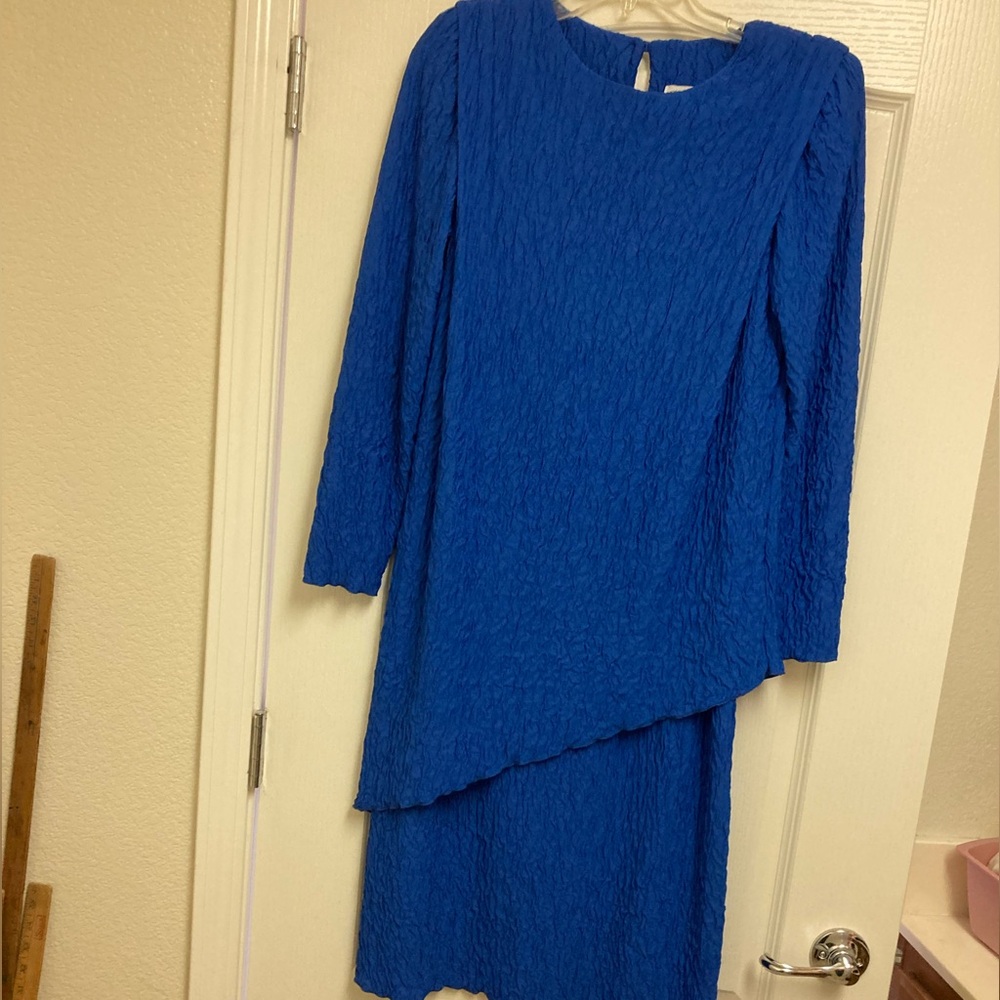 Ricardo Vintage 90’s Elegant Asymmetrical Blue Dress